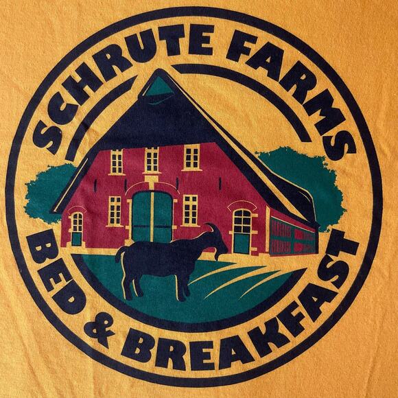 The Office Men Short Sleeve T-shirt size M,Yellow, Schrute Farms Bed & Breakfast - Picture 5 of 7